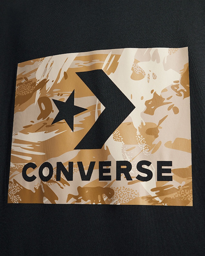 Converse Star Chevron Camo T-Shirt Czarne | 329750-LPK