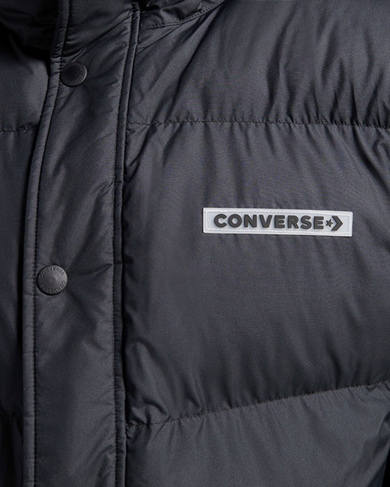 Converse Super Puffer Watowany Jacket Czarne | 160439-QTL